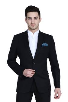 Black plain cotton bandhgala-suit
