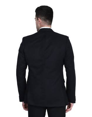 men's black solid slim-fit single-breasted blazer 3