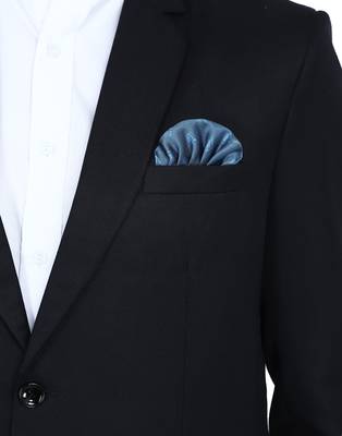 men's black solid slim-fit single-breasted blazer 5