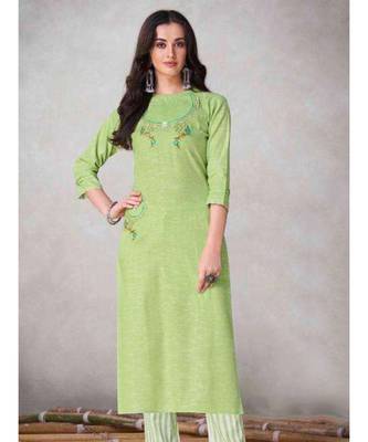 Green Cotton Kurta with Bottom 1