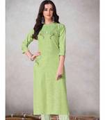 Green Cotton Kurta with Bottom