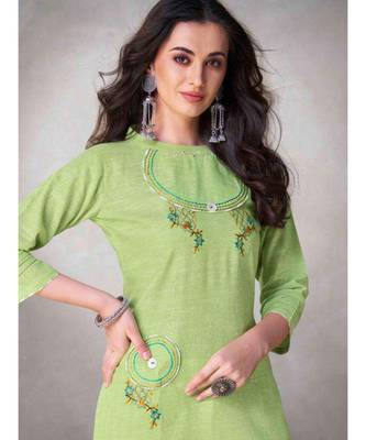 Green Cotton Kurta with Bottom 2