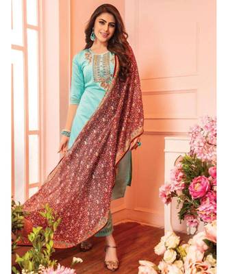 Turquoise Kurta full set 1
