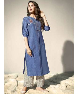 Blue Cotton Kurta with Bottom 1