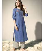 Blue Cotton Kurta with Bottom