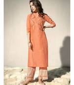 Saffron Cotton Kurti with Bottom