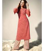 Brick Colour Cotton Kurta with Bottom
