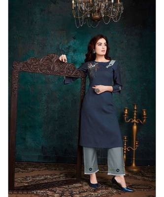 Blue Silk Kurta with Bottom 1