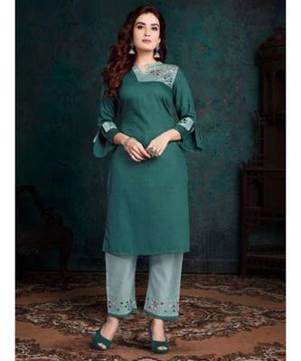 Green Silk Kurta with Bottom 1