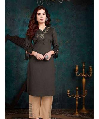 Dark Brown Silk Kurta with Bottom 1