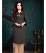 Dark Brown Silk Kurta with Bottom
