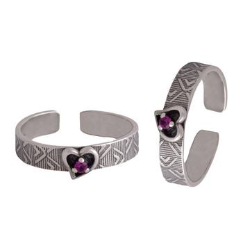 Heart Cz Silver Toe Ring-TR495 1