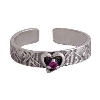 Heart Cz Silver Toe Ring-TR495 2