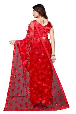 Women's Net Embroidery Saree 2