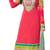 peach RED embroidered georgette unstitched salwar with dupatta