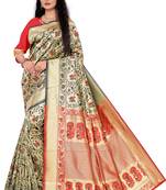 Grey Woven art silk saree with blouse