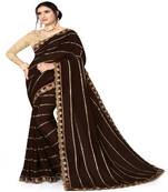 Coffee Embroidered Georgette Saree With Blouse