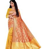 orange woven art silk saree with blouse