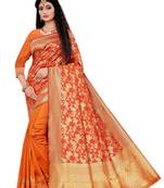 orange woven art silk saree with blouse