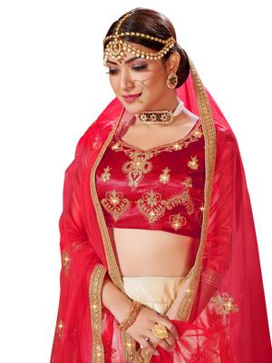 Multicolor embroidered satin semi stitched lehenga 2