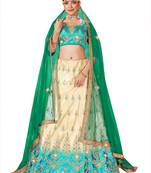Multicolor embroidered satin semi stitched lehenga