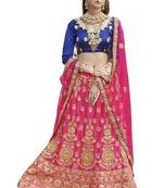 Pink embroidered satin semi stitched lehenga