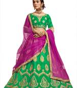 Green embroidered  Art Silk semi stitched lehenga