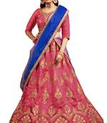 Pink embroidered  Art Silk semi stitched lehenga