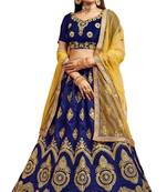 Blue embroidered  Art Silk semi stitched lehenga