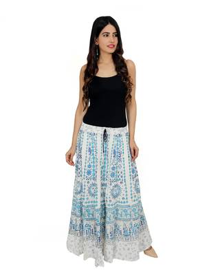 Kastiel Cotton Hand Block Printed Skirt For Women 1