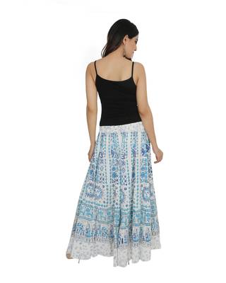 Kastiel Cotton Hand Block Printed Skirt For Women 3