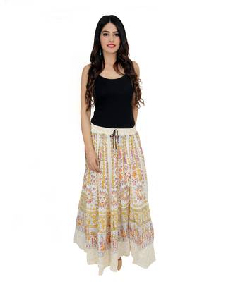 Kastiel Cotton Hand Block Printed Skirt For Women 1