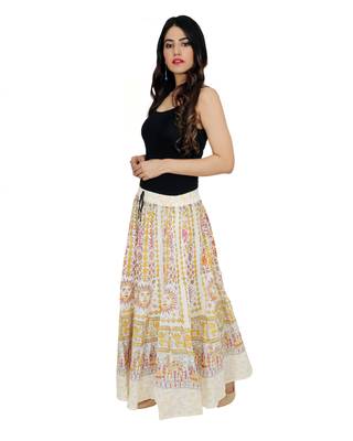 Kastiel Cotton Hand Block Printed Skirt For Women 3