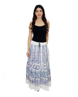 Kastiel Cotton Hand Block Printed Skirt For Women 1