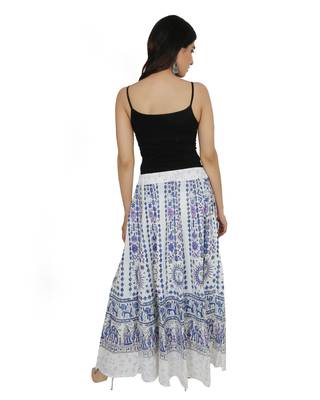 Kastiel Cotton Hand Block Printed Skirt For Women 3