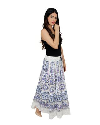 Kastiel Cotton Hand Block Printed Skirt For Women 4