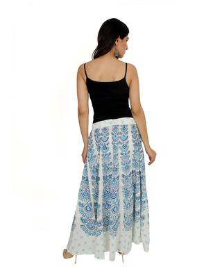 Kastiel Cotton Hand Block Printed Skirt For Women 4