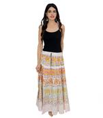 Kastiel Cotton Hand Block Printed Skirt For Women