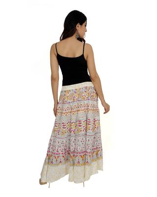 Kastiel Cotton Hand Block Printed Skirt For Women 4