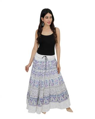 Kastiel Cotton Hand Block Printed Skirt For Women 1