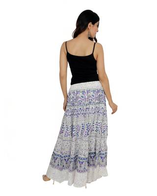 Kastiel Cotton Hand Block Printed Skirt For Women 4