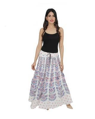 Kastiel Cotton Hand Block Printed Skirt For Women 1
