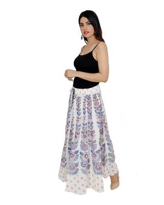 Kastiel Cotton Hand Block Printed Skirt For Women 3
