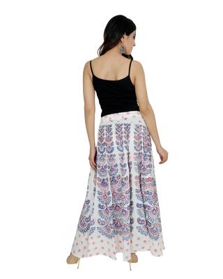 Kastiel Cotton Hand Block Printed Skirt For Women 4