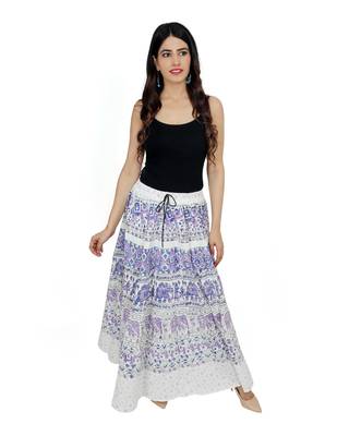 Kastiel Cotton Hand Block Printed Skirt For Women 1