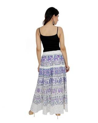 Kastiel Cotton Hand Block Printed Skirt For Women 4