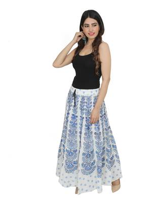 Kastiel Cotton Hand Block Printed Skirt For Women 3