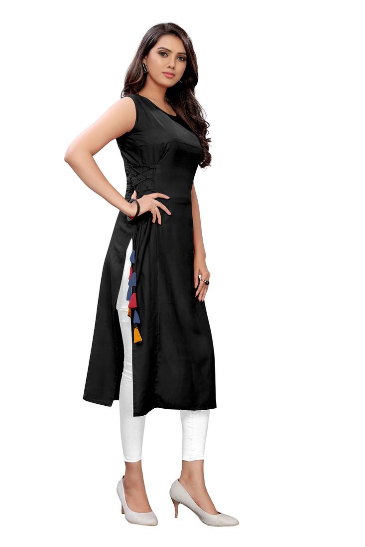 Women's Rayon Plain Readymade Kurti