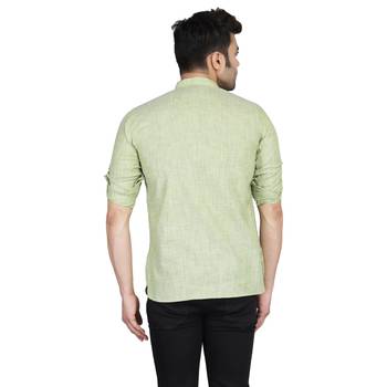 Green plain cotton knitted men-kurtas 3