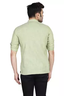 Green plain cotton knitted men-kurtas